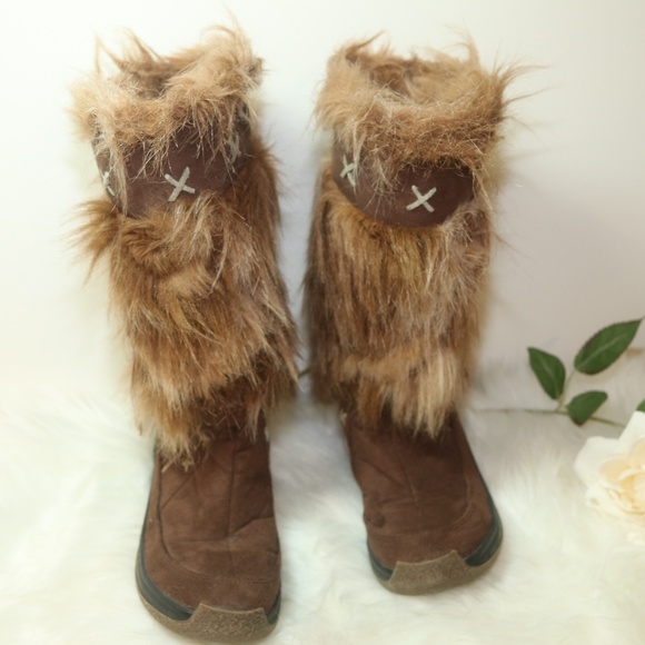 Pajar Camel Suede Leather Fur boots Sz 7 - Picture 2 of 8